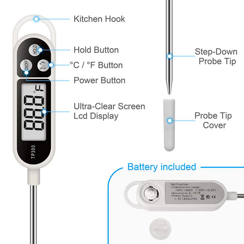 Digital Instant Read Meat Thermometer Kitchen Cooking Food Candy Thermometer for Oil Deep Fry BBQ Grill Smoker Thermometer by AikTryee...