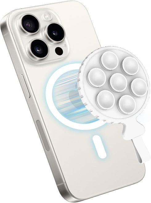Suction Cup Phone Case Mount, Magnetic Phone Grip Holder with Silicone Loop for iPhone iPhone/Samsung/Google, Hands-Free Cell Phone Holder Mount f...