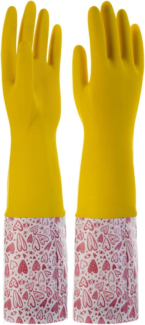 18.5inch Rubber Gloves Waterproof polyester Household Cleaning Gloves For DishWashing,Gardening,Painting(Medium)...