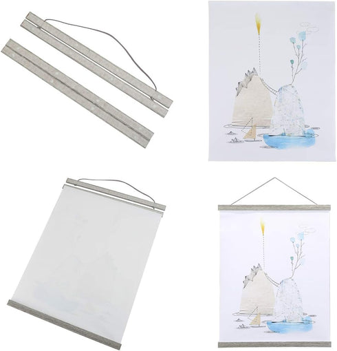 Ywlake Magnetic Poster Hanger, 24x36 24x18 24x32 Poster Frame Wood Wooden Magnet Print Posters Dowel Scroll Hanger Hangers Hanging Kit for Walls M...