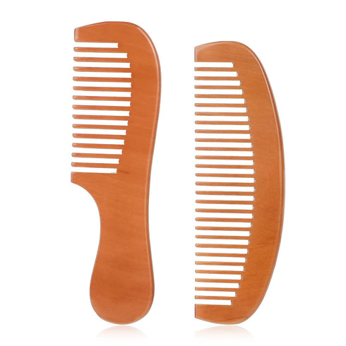 2 PCS Hair Comb, Handmade Wooden Comb, Natural Sandalwood Wide Tooth Comb, Small Fine Tooth Wood Comb for Women for Detangling Styling Wet or Dry ...