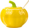 Sugar Bowls with Lid and Spoons, Pumpkin Shape Ceramic Sugar Bowl with Sugar Spoon and Lid for Home and Kitchen, Elegant Design, Yellow, 10.5 OZ (...