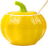 Sugar Bowls with Lid and Spoons, Pumpkin Shape Ceramic Sugar Bowl with Sugar Spoon and Lid for Home and Kitchen, Elegant Design, Yellow, 10.5 OZ (...