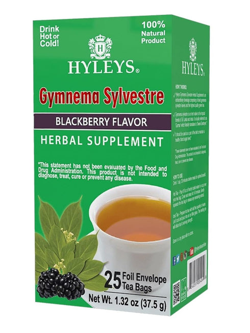 Hyleys Gymnema Sylvestre with Green Tea - Blackberry Flavor - 25 Tea Bags - Herbal Supplement Gurmar Tea...