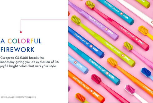 Curaprox CS 5460 Ultra-Soft Toothbrush for Adults with Ultra-Fine Filaments and Compact, Slightly Angled Toothbrush Head for Improved Tooth and Gu...
