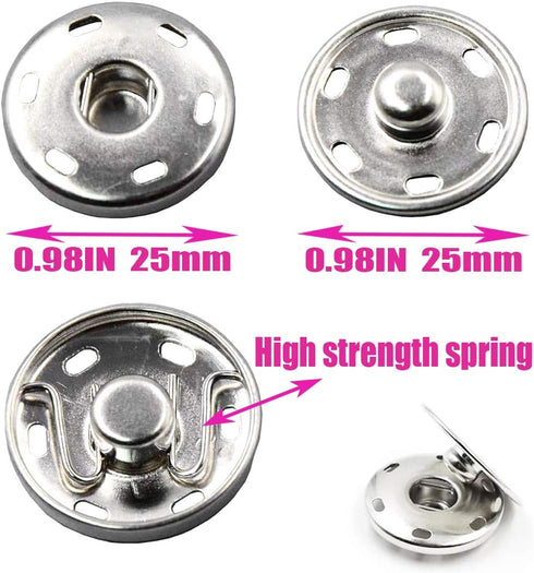JOSDIOX Large Snaps for Sewing Big Sew on Snap Large Buttons 12 Sets Big Metal Snap Fastener Buttons Press Button for Sewing Clothing Silvery and ...