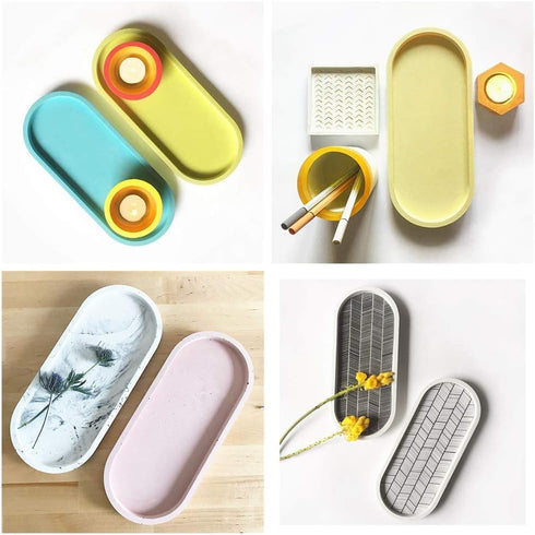 3 Pack Tray Silicone Resin Mold, Oval Coaster Epoxy Resin Casting Mould DIY Jewelry Tray Dishes for Craft Jewelry Storage Office Home Decoration...