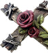 Polly House Rose with Wood Look Resin 10" CROSS Wall Cross for Home Decoration and Great for Gifts...