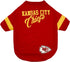 NFL Kansas City Chiefs T-Shirt for Dogs & Cats, Large. Football Dog Shirt for NFL Team Fans. New & Updated Fashionable Stripe Design, Durable & Cu...