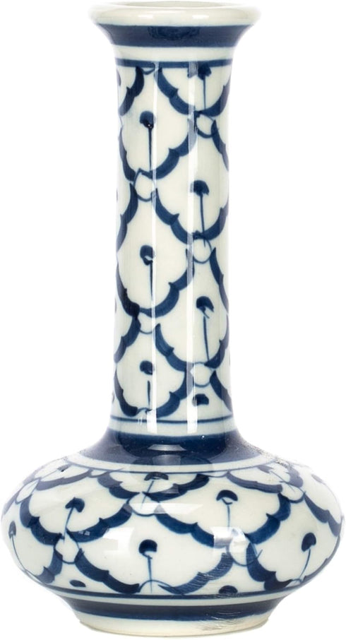 Pineapple Long Neck Blue and White 5 inch Porcelain Ceramic Little Bud Vase...