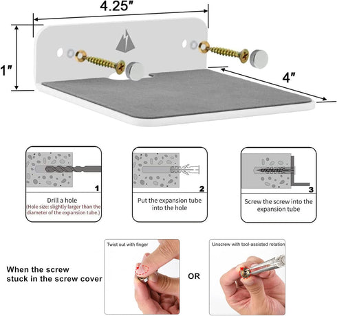 TXEsign 2-Pack 4.25" Acrylic Small Floating Shelves - Speaker Mount, Webcam, Cell Phones, Display Shelf (White, Small)...