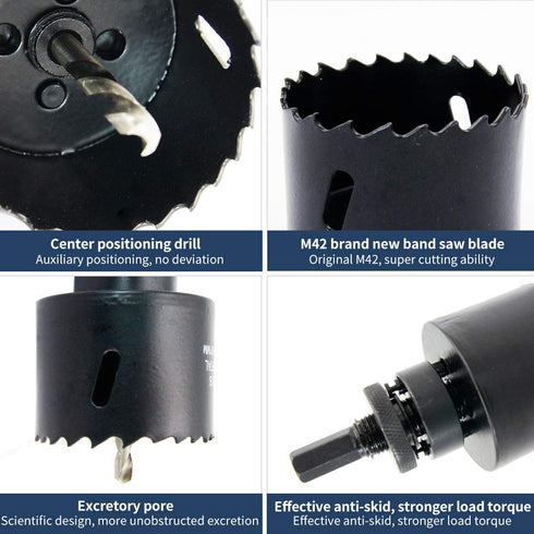 Hole Saw with Heavy Duty Arbor,HSS Annular Hole Saw Cutter Drill Bit for All 1/2 Electric Drills for Wood,Plastic, Drywall and Metal Round Pipe(63...