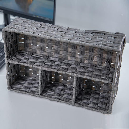 Toilet Paper Basket for Tank Topper,Woven Storage Box Cube Basket Bin Container, Shelf Cabinet(Grey 1pc) (14.17''L x 9.44''W x 3.93''H)...