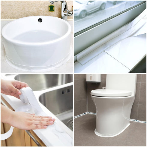 Marble Caulk Tape Waterproof Self Adhesive Caulking Strips 1.5” x 10.5ft Sealant Bath Sealing Strip Tape Decorative Caulk Stickers for Kitchen Bat...