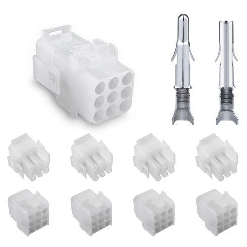 JRready ST6428 Power Connector 9 Pin (4 Matched Sets), 6.35mm Diameter Pin and Sockets 14-20 AWG, Compatible with Molex MLX Power Connector 9 Pin,...