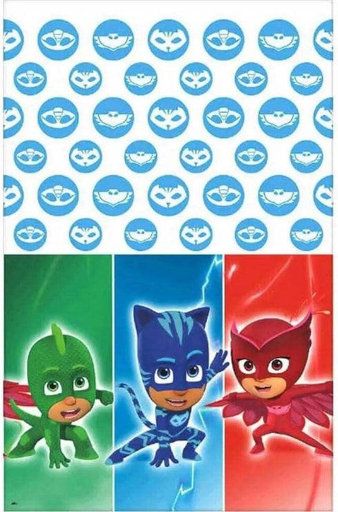 Multicolor PJ Masks Plastic Table Cover, 54" x 96" (1 Pc.) - Bold & Sturdy Design, Ideal for Kids' Birthdays & Themed Celebrations...