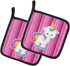 Caroline's Treasures BB6806PTHD Pink Stripes Unicorn Pair of Pot Holders Kitchen Heat Resistant Pot Holders Sets Oven Hot Pads for Cooking Baking ...
