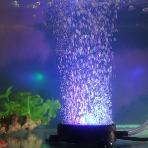 LED Aquarium Air Stones Fish Tank Bubbler Light Air Stone Diffuser Decor Lamp with Sucker Colorful Backgound Lighting (2.2inch Light Disk(No Remot...