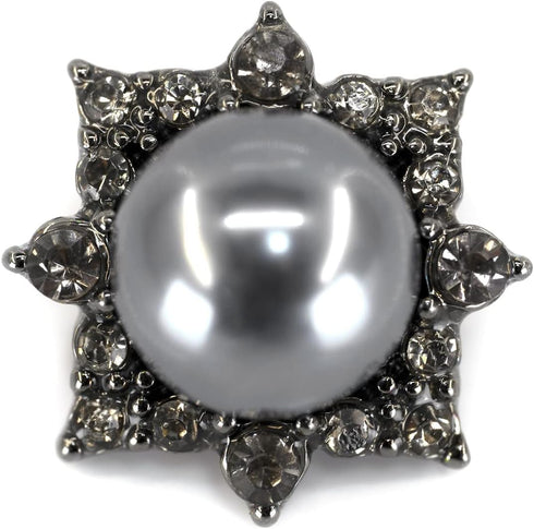 20 pcs Black Retro Metal Octagram Half Faux Pearl Sewing Shank Coat Buttons -25mm -1"...