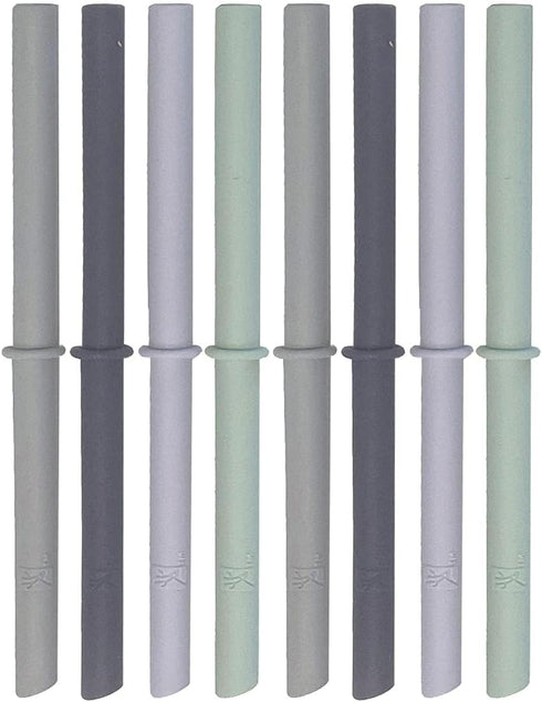 Elk and Friends Adult & Kid's Reusable Silicone Straws with Stopper for 12oz &14oz Mason Jars or Tumblers, Pack of 8 Colorful Straws 7.9"...
