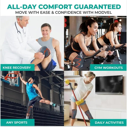 Knee Brace Pain Relief Set 2 Pack Knee Braces for Men and Women, Compression Sleeve for Meniscus Tear, ACL, Arthritis - Comprehensive Knee Support...