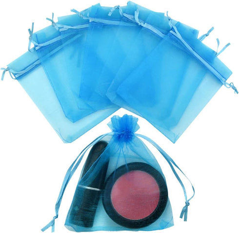 50pcs Organza Bags 3.54''x4.33''(9x11cm) Satin Drawstring Organza Pouch Wedding Party Favor Gift Bag Jewelry Watch Bags-Aqua Blue...