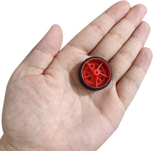 uxcell 30mm Rubber RC Wheel Tires DIY Model Robots 4pcs, Red and Black...