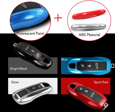 Jaronx 3PCS Remote Key Covers for Boxster Turbo Cayenne Panamera Macan Cayman 911 ,Glossy Blue Key Fob Shell Cover Painted Keyless Entry Skin Prot...