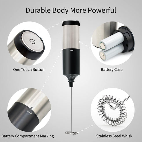 Milk Frother Handheld Battery Operated, Waterproof Electric Whisk Foam Maker for Coffee, Durable original Drink mixer for Latte, Cappuccino, Hot C...