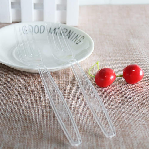 100 Count Plastic Silverware, Heavy Weight Plastic Forks Spoons Disposable Utensils Cutlery Set for Wedding Party Supplies Everyday Use...