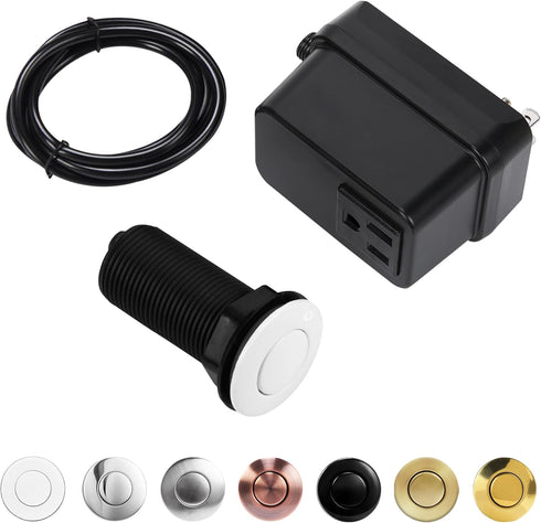Garbage Disposal Switch, Cordless Air Switch Kit for Food Waste Disposer, Plastic White, LONG 2.5" Sink Top Push Button by CLEESINK...