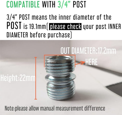 Véga 4 Piece Small Threaded Pole Connectors Compatible with Little 3/4"" Shelving Post, Shelving Post Coupler Connector for Extending Wire Rack Sh...