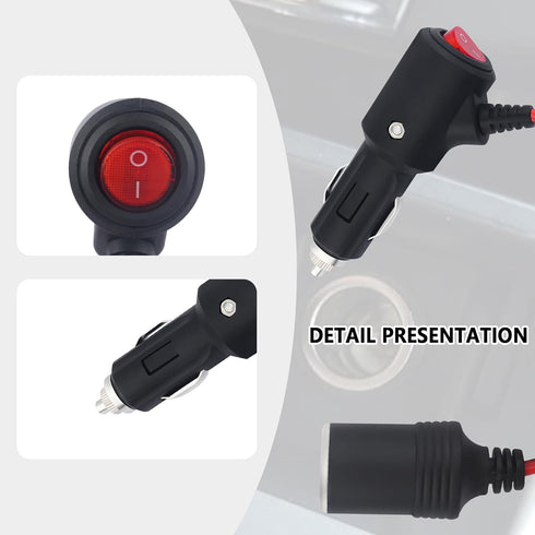 1 to 2 Car Cigarette Lighter Splitter with Switch,12-24V Car Charger Splitter with 15A Fuse,Automotive Cigarette Lighter Socket Universal Power Ad...