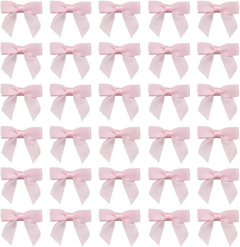 7Rainbows 50pcs Boutique 1.5" Pink Satin Ribbon Mini Bows for Craft Sewing Scrapbooking Wedding and Gift Wrapping...