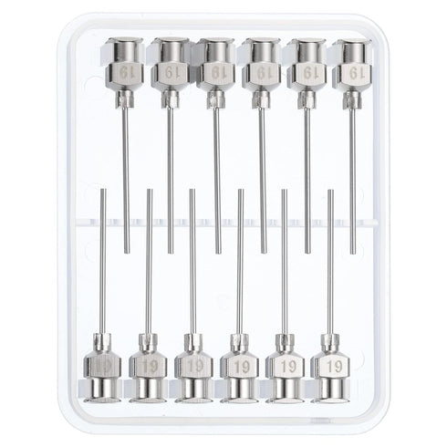 PATIKIL 19Ga x 1 Inch Stainless Steel Dispensing Needle Tips, 12Pcs Metal Glue Needle Tube Blunt Tips Luer Lock for Thick Glue Ink Lab, Silver...