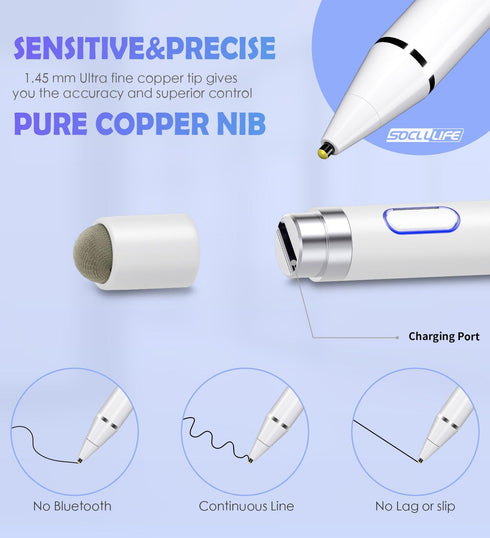 Active Stylus Pen for Touch Screens, Dual Pen Tips for Drawing &Writing,High Precise Universal Digital Pencil for A-pple i-Phone 15/14/13/12/11/X/...