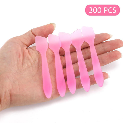 Tbestmax 300 PCS Mini Cosmetic Spatulas 3.2" x 0.6" Disposable Makeup Spatulas, Plastic Spatulas Pink Facial Creams Skin Care Spatulas...
