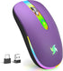 HZD LED Wireless Mouse, Slim Silent Rechargeable Mouse, 2.4G Portable USB Optical Mouse with Type C Adapter, 3 Adjustable DPI Levels 1600/1200/800...