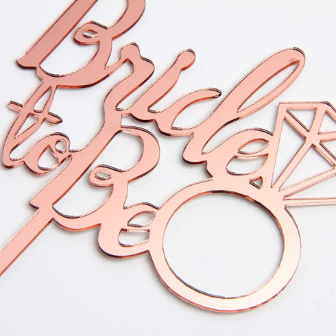 Bride to Be Cake Topper - for Bridal Shower/Wedding Shower/Engagement/Bachelorette/Hen Night Party Decorations, Mirror Rose Gold Acrylic...