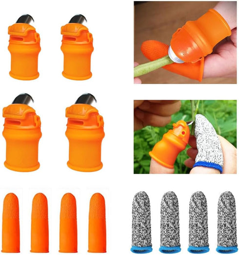 12 Pcs Gardening Silicone Thumb Knife Tool Set for Harvesting, Plant Fruit Picking, Trimming, Thumb Cutter for Finger Protection...