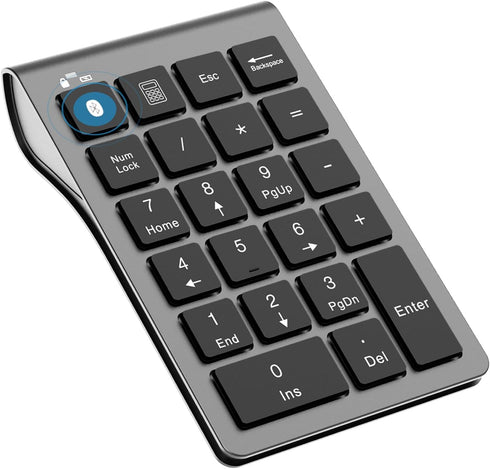 Bluetooth Number Pad Wireless & Wired 10 Key USB Keypad Two in One, Rechargeable Numpad for Laptops, Desktop, Computers Accessories Compatible wit...