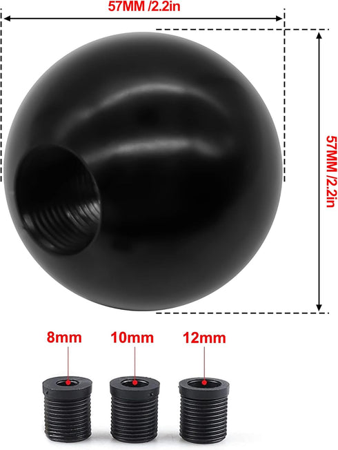 HiSport 5 Speed Gear Shift Shifter knob, Car Racing Sphere Shift Knob Universal with 3 Adapters for Manual Car (M 8 * 1.25, M 10 * 1.25, M 10 * 1....
