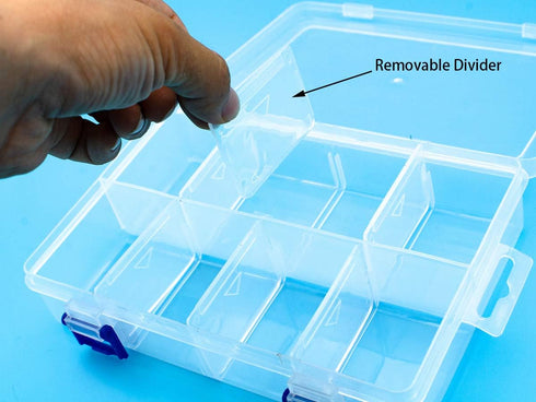 Plastic Compartment Storage Box With Adjustable Divider Removable Grid Compartment for Jewelry Small Accessories Hardware Fitting (8 Grids-Large x...