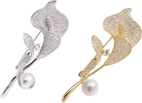2 Pcs Luxury Temperament Calla Lily Brooch, High-End Women's Corsage Brooch, High-End Exquisite Suit Accessories...