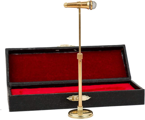 8-13cm Adjustable Miniature Microphone Mini Musical Instrument Mini Replica Model for 1:12 Action Figures Dollhouse Accessories Display Ornaments ...