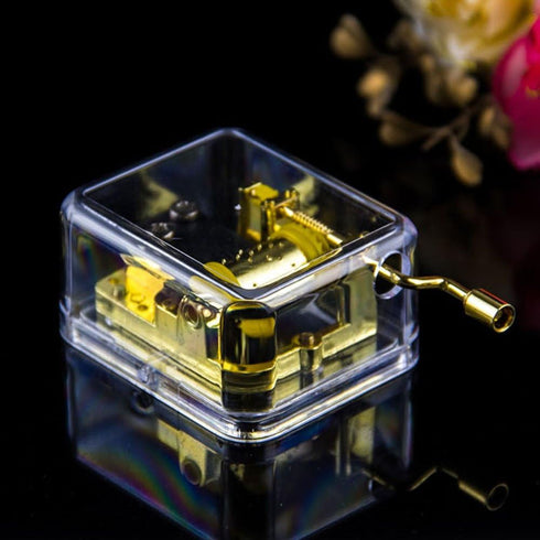 Pursuestar Happy Birthday Music Box, Clear Gold Hand Crank Musical Box for Mom/Dad/Daughter/Son - Unique Best Gifts for Christmas Wedding Mother's...