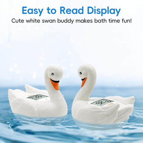 b&h Baby Bath Thermometer, White Swan Shaped Baby Safe Floating Bath Thermometer - Easy to Read Screen - Reliable Temperature Readings...