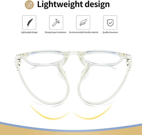 Dollger Blue Light Blocking Glasses Vintage Round Frame Eyeglasses for Women Men 2 Pack Transparent and Black...