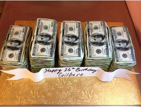 24 Precut 100 Dollar Bill Edible Money Image Wafer Paper for Cake Decorating Cupcake Decorations. Precut Edible Paper Fake Money....