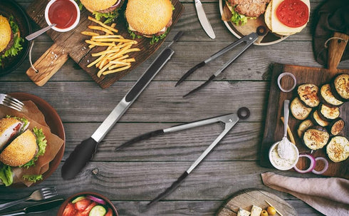 Kitchen Tongs for Cooking Locking Silicone Tongs,Buffet Tongs,Stainless Steel Serving Tongs,7,9 and 12 In Locking Food Tong with Silicon Tips Sili...